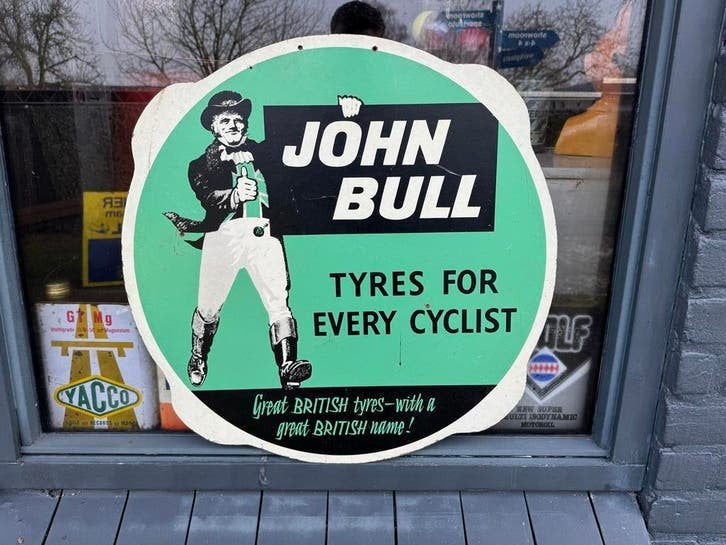 Vintage John Bull Fietsbanden Reclamebord, Reclamebord, Gebruikt, ., Ophalen of Verzenden