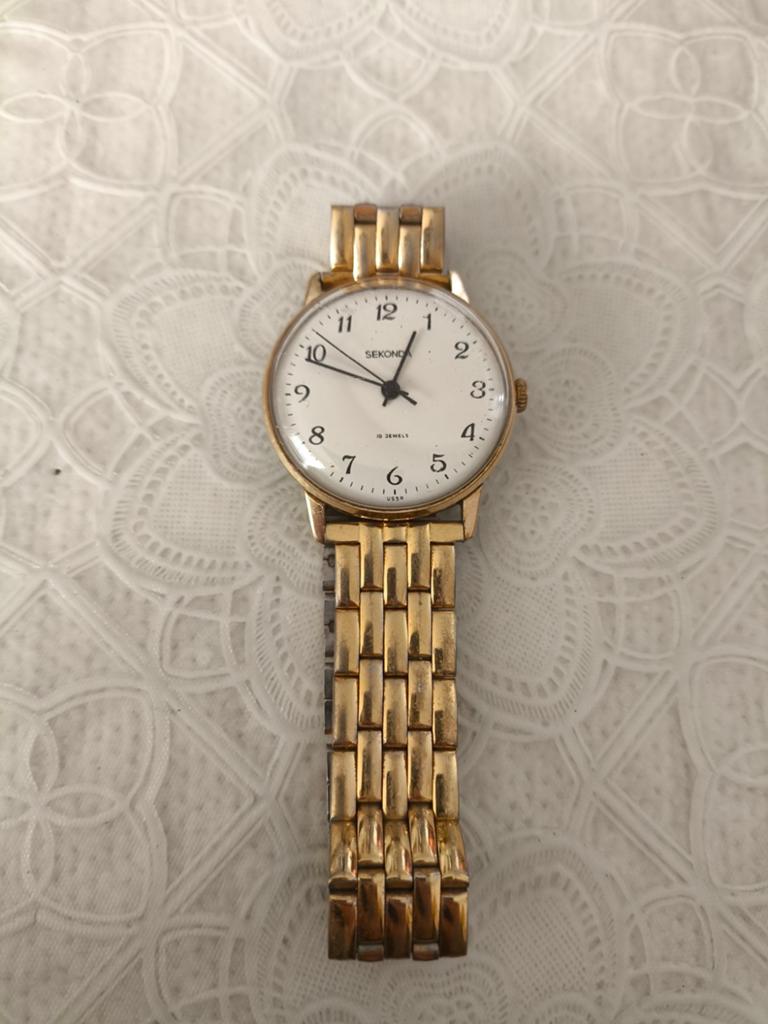 Vintage Sekonda Polshorloge - Verguld met Bandje, Overige merken, Overige materialen, Polshorloge, Verguld