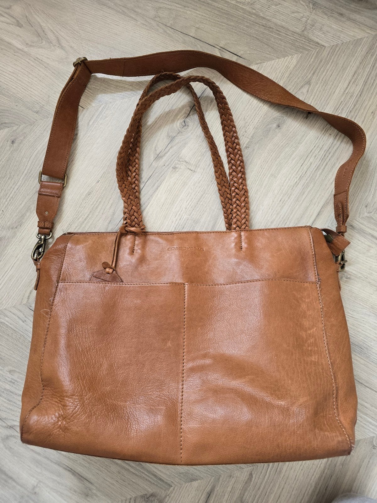 Leren luiertas cowboysbag schoudertas cognac bruin band, Ophalen of Verzenden, Bruin, Cowboysbag, Verzorgingstas