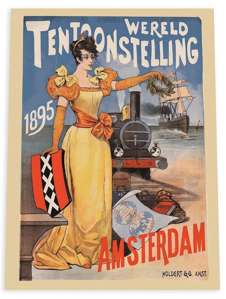 AMSTERDAM Wereld Tentoonstelling 1895 Poster Affiche