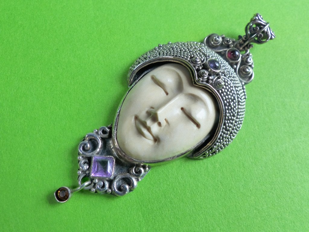 Mooie Zilveren Jugendstill Hanger met Amethist en Granaat, Sieraden, Tassen en Uiterlijk, Antieke sieraden, Verzenden, Zilver
