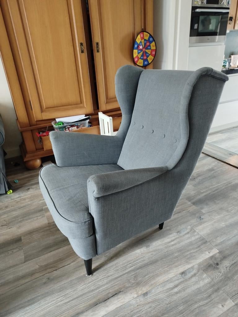 Ikea Strandmon Fauteuil - Grijs, Huis en Inrichting, Fauteuils, Ophalen, Gebruikt, 75 tot 100 cm, 75 tot 100 cm