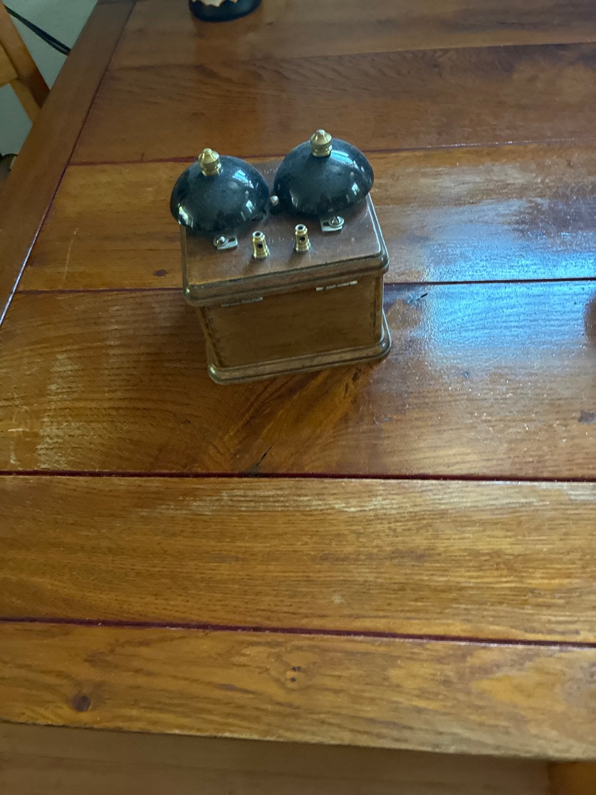 Antieke deurbel met houten behuizing, Antiek en Kunst, Ophalen of Verzenden