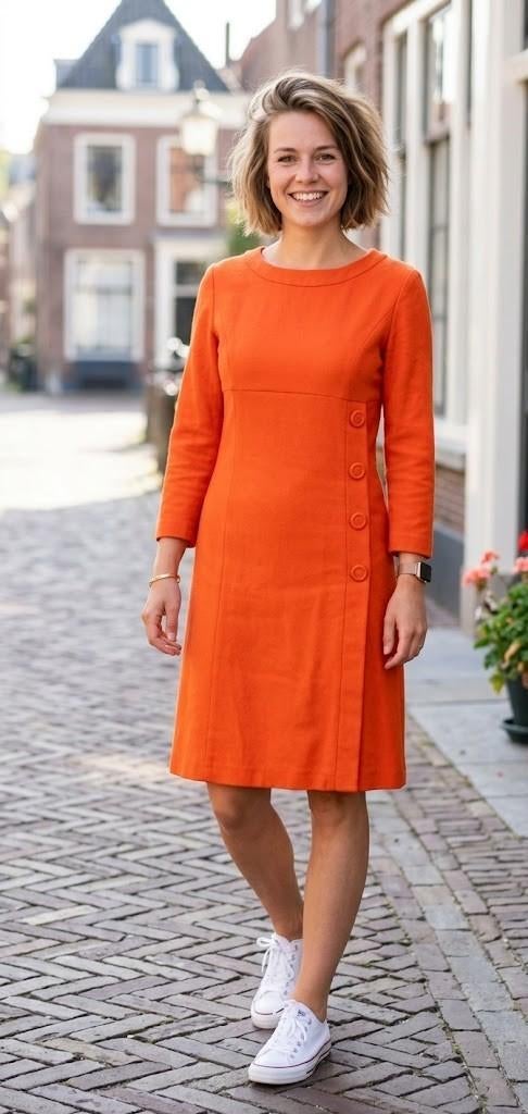 jurk Caroline Biss, Kleding | Dames, Maat 38/40 (M), Verzenden, Oranje, Zo goed als nieuw