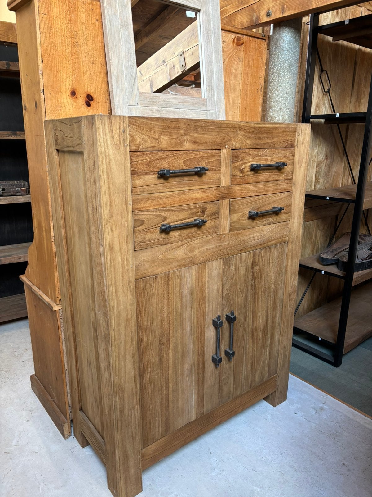 Teakhouten kast topkwaliteit met lades en deuren, Ophalen, Teakhout, Hoevesteenwijkerwold@gmail.com, 25 tot 50 cm