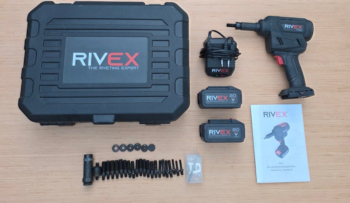 RIVEX FS12 Accu Blindklinkmoertang Set - Als Nieuw, Doe-het-zelf en Verbouw, Ophalen of Verzenden, Zo goed als nieuw