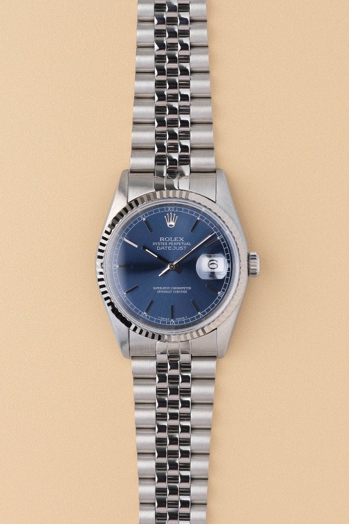 Rolex Datejust 16234 blauw full set, Ophalen, Staal, Polshorloge, Zo goed als nieuw