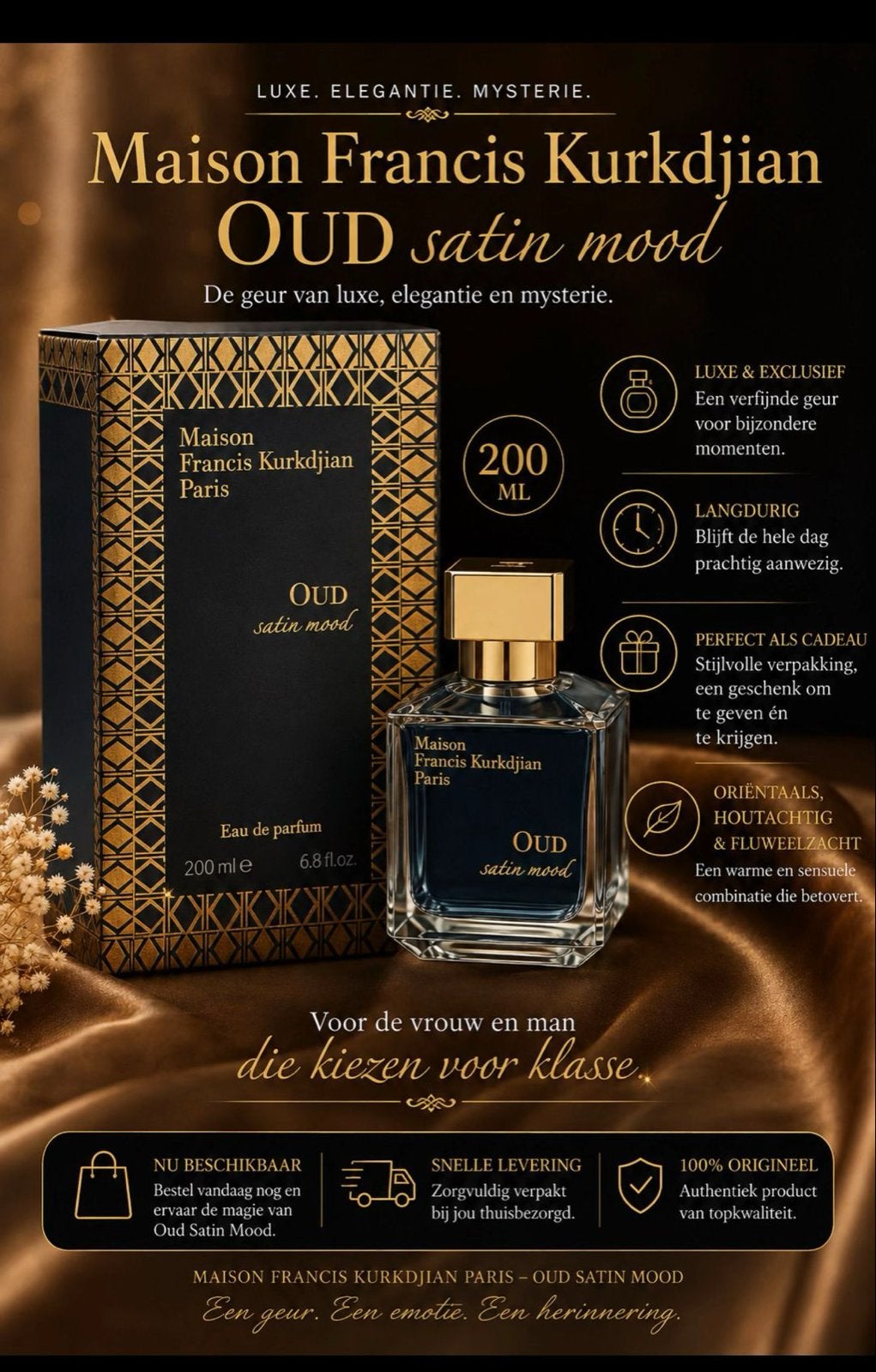 Maison Francis Kurkdjian OUD satin mood Eau de Parfum, Sieraden, Tassen en Uiterlijk, Ophalen of Verzenden, Nieuw