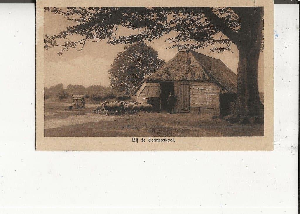 Onbekend Bij de schaapskooi, Ophalen of Verzenden, 1920 tot 1940, Gelopen