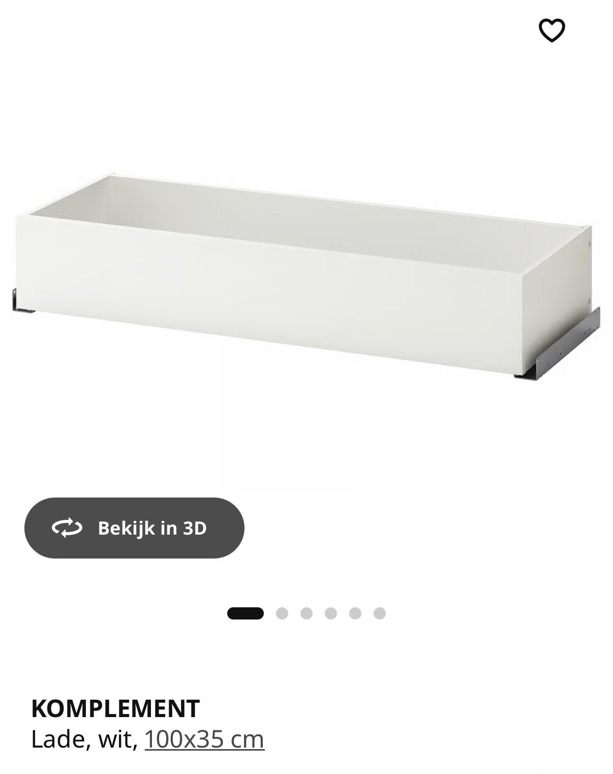 GEZOCHT IKEA KOMPLEMENT Lade wit 100x35 cm PAX (6 stuks), Ophalen, Gebruikt