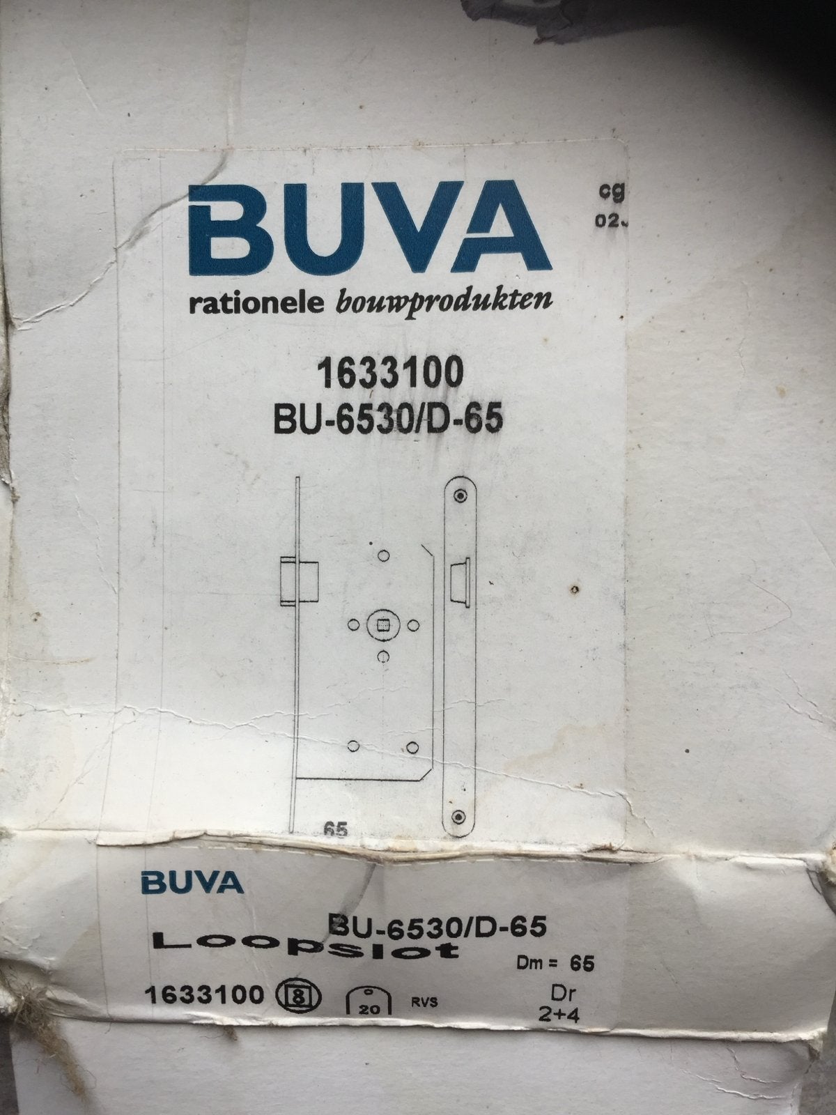 BUVA Loopslot BU-6530/D-65 RVS, Ophalen of Verzenden, Nieuw, Rvs, Slot