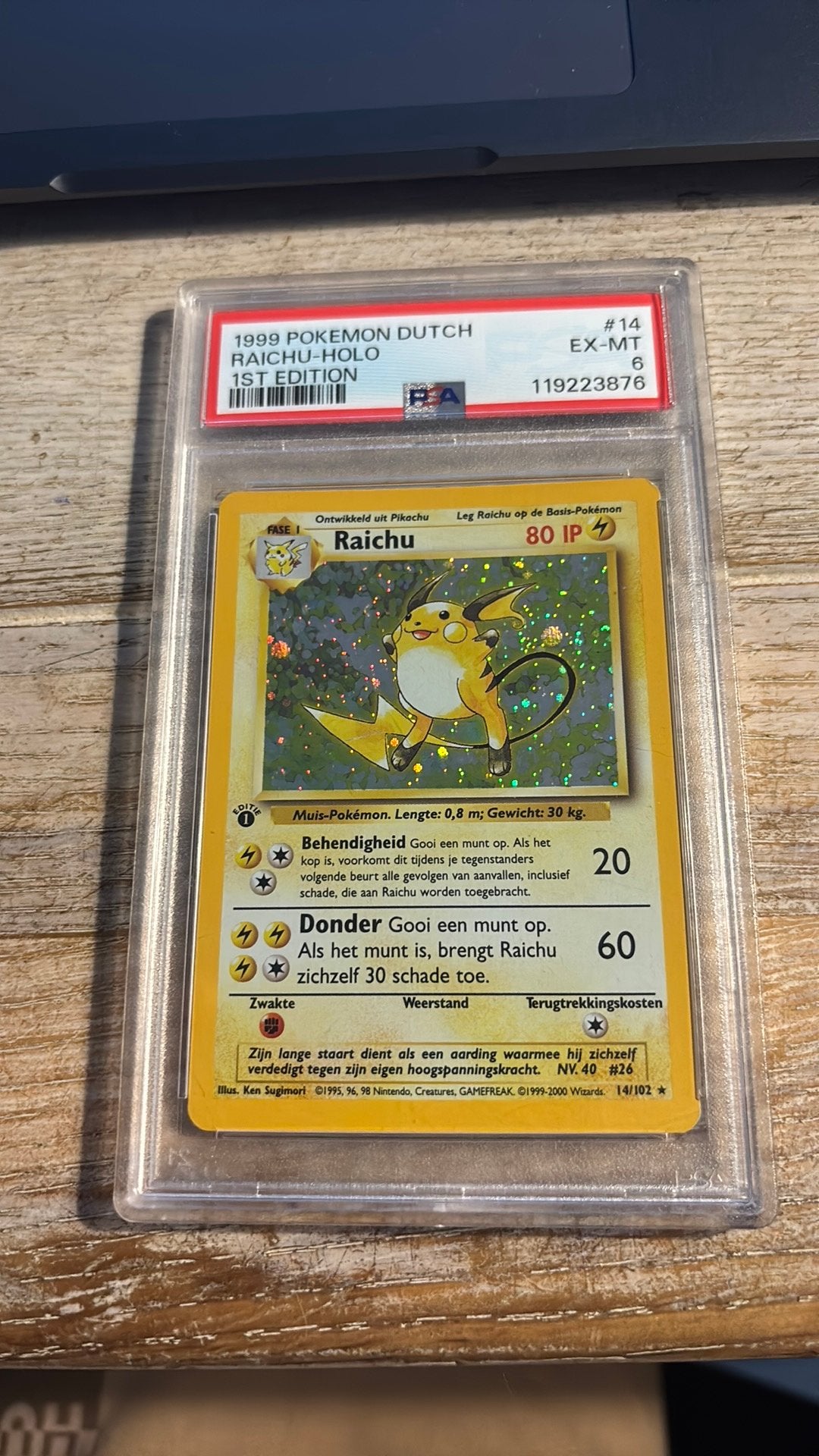 Raichu 1st edition base set holo psa 6, Ophalen of Verzenden, Zo goed als nieuw