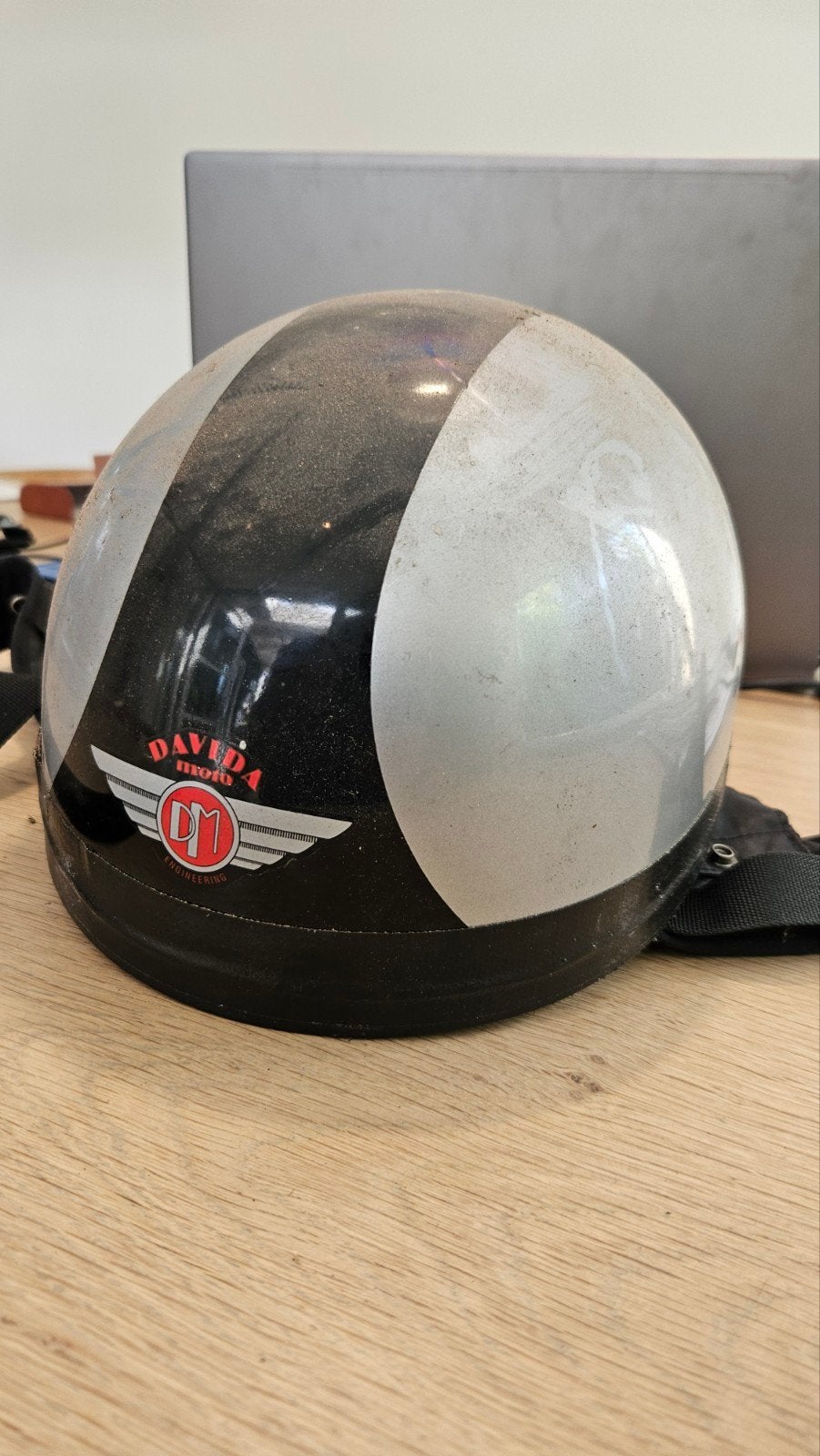 Vintage Davida Moto Engineering pothelm met bril, Ophalen, Tweedehands