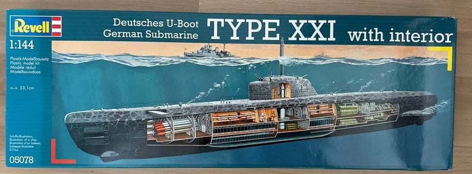Revell 05078 U-Boot Type XXI met interieur 1:144, Ophalen of Verzenden, Nieuw, 1:50 tot 1:200, Revell
