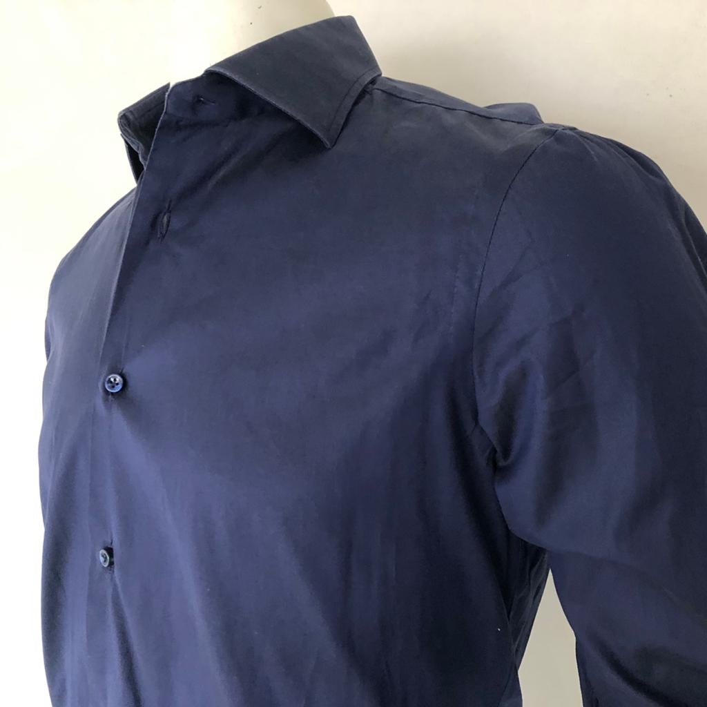 Barba Napoli shirt - overhemd - shine blue cotton - heren, Verzenden, Zo goed als nieuw, Blauw, Halswijdte 41/42 (L)