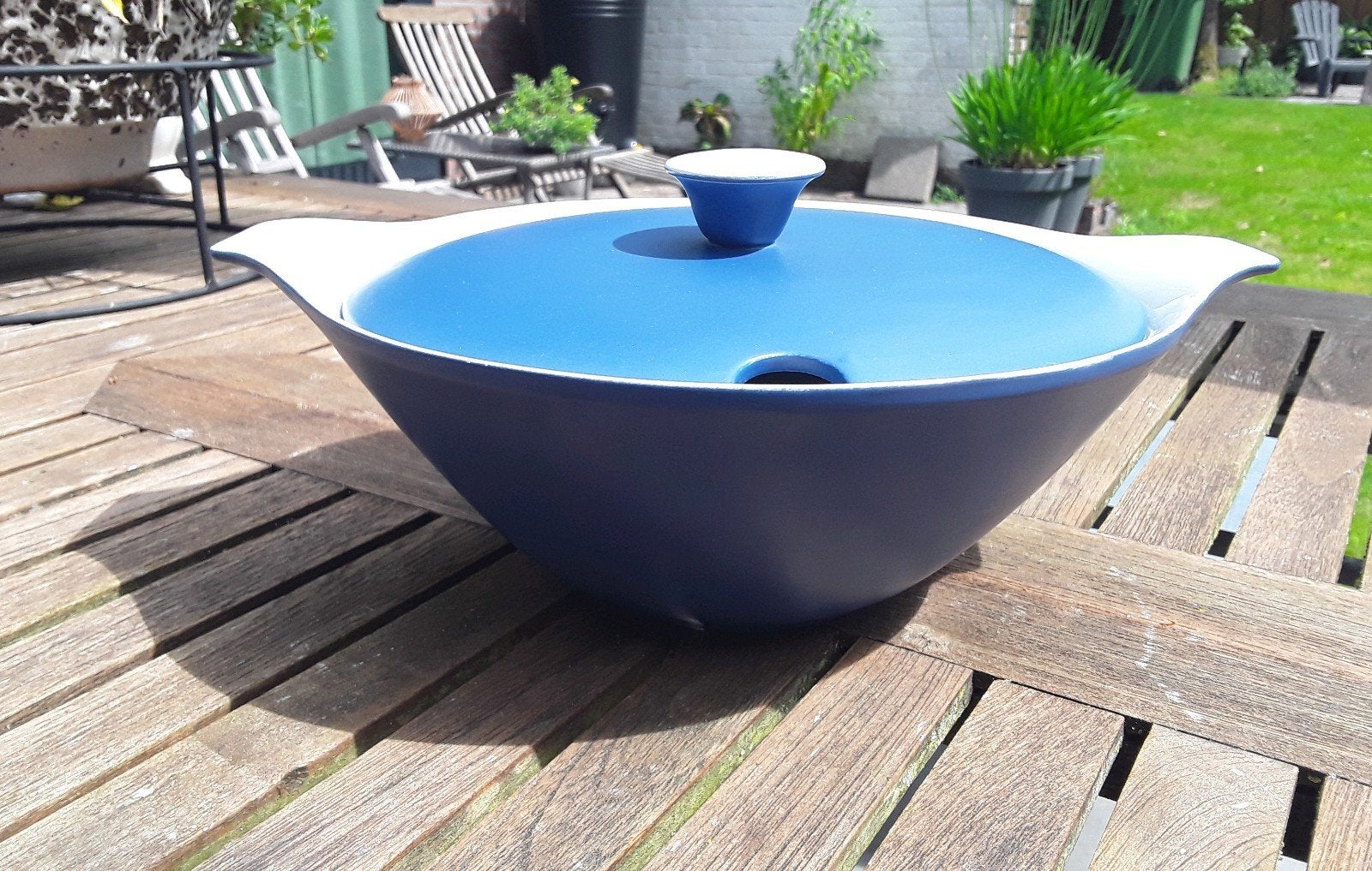 Vintage dekschaal Royal Goedewaagen Blue Sky 1959, Ophalen of Verzenden, Overige stijlen, Aardewerk, Schaal of Schalen