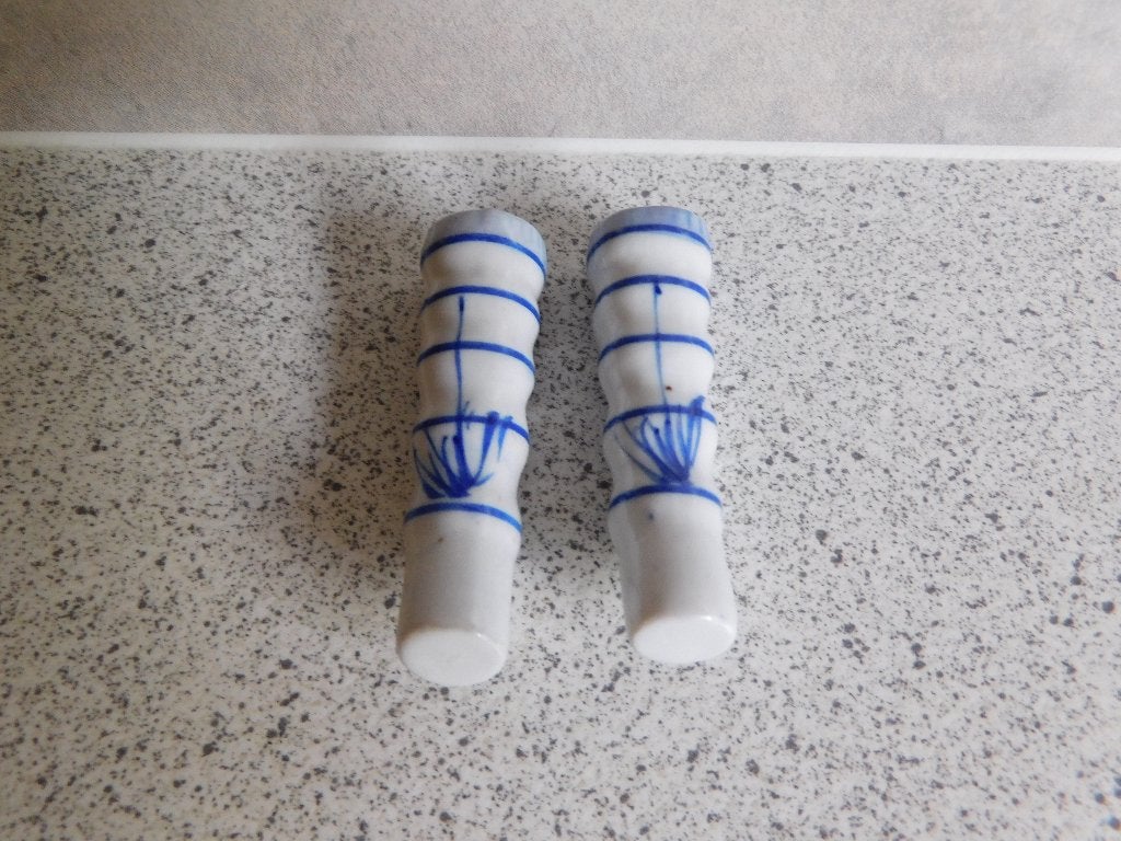 2x Messenlegger Blauw Handgeschilderd China - 6 cm, Ophalen of Verzenden