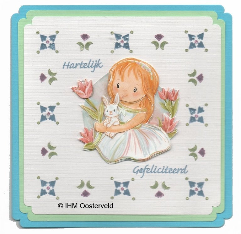 3D Kaart Hobbydots 2  Meisje met bloemen, Ophalen of Verzenden, Nieuw, Overige thema's