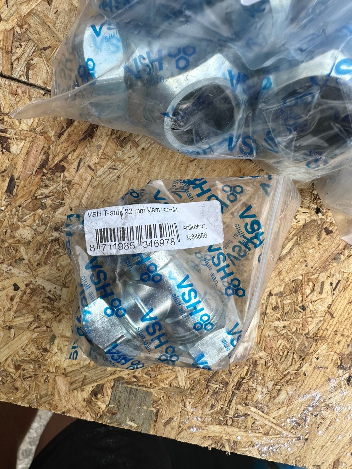 10x VSH verzinkt t- koppeling knel koppelingen 22mm, Ophalen of Verzenden, Nieuw