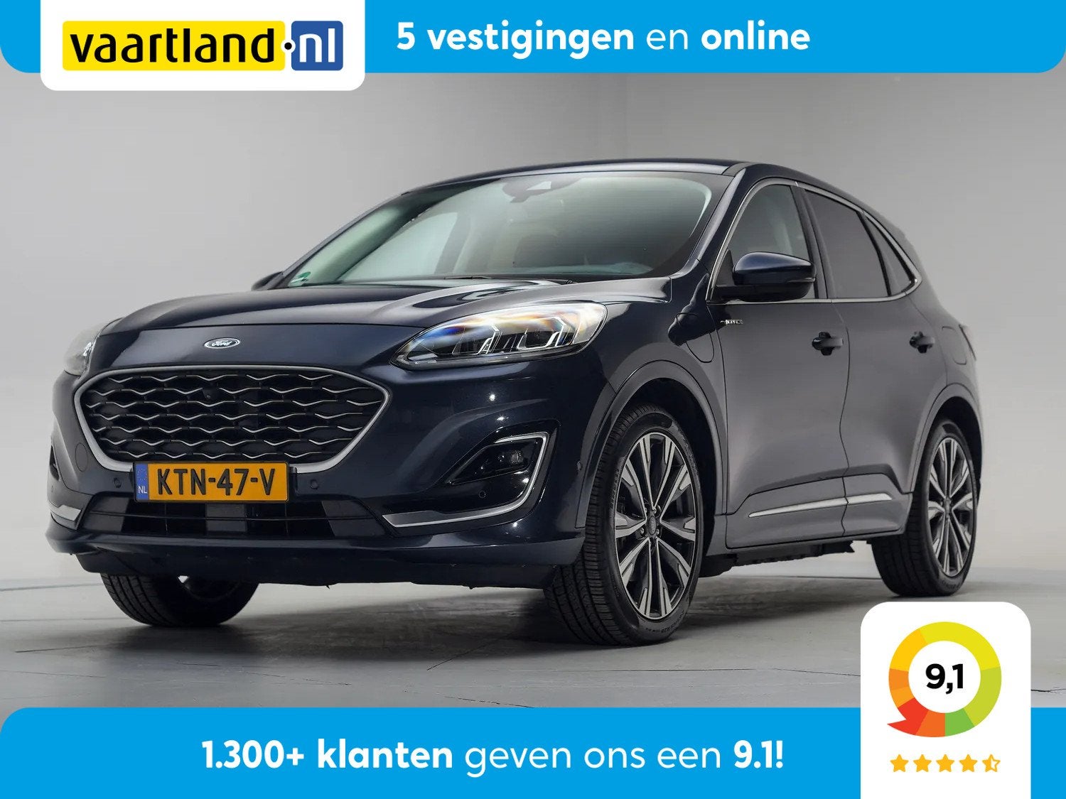 Ford Kuga 2.5 PHEV Vignale [ SoH 85,3% | LED Navi Camera Led, Automaat, Gebruikt, 4 cilinders, Blauw