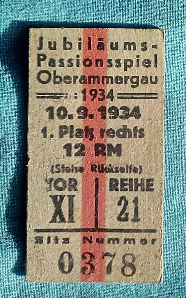 TOEGANGSBEWIJS 1934 JUBILÄUMS PASSIONSPIEL OBERAMMERGAU, Verzenden