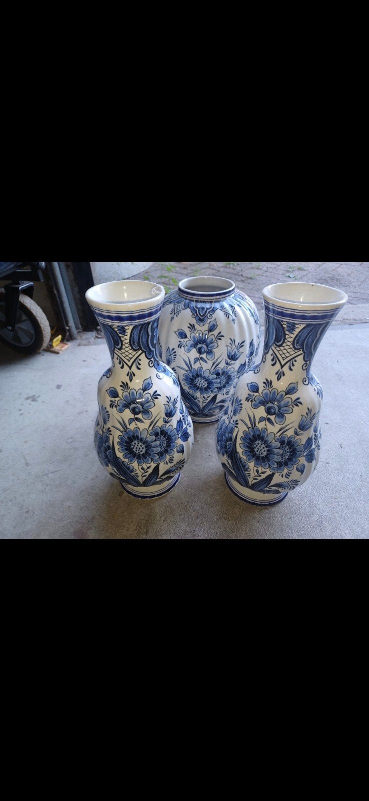 Set van 3 Delfts Blauwe Vazen - Handbeschilderd, Antiek en Kunst, Ophalen