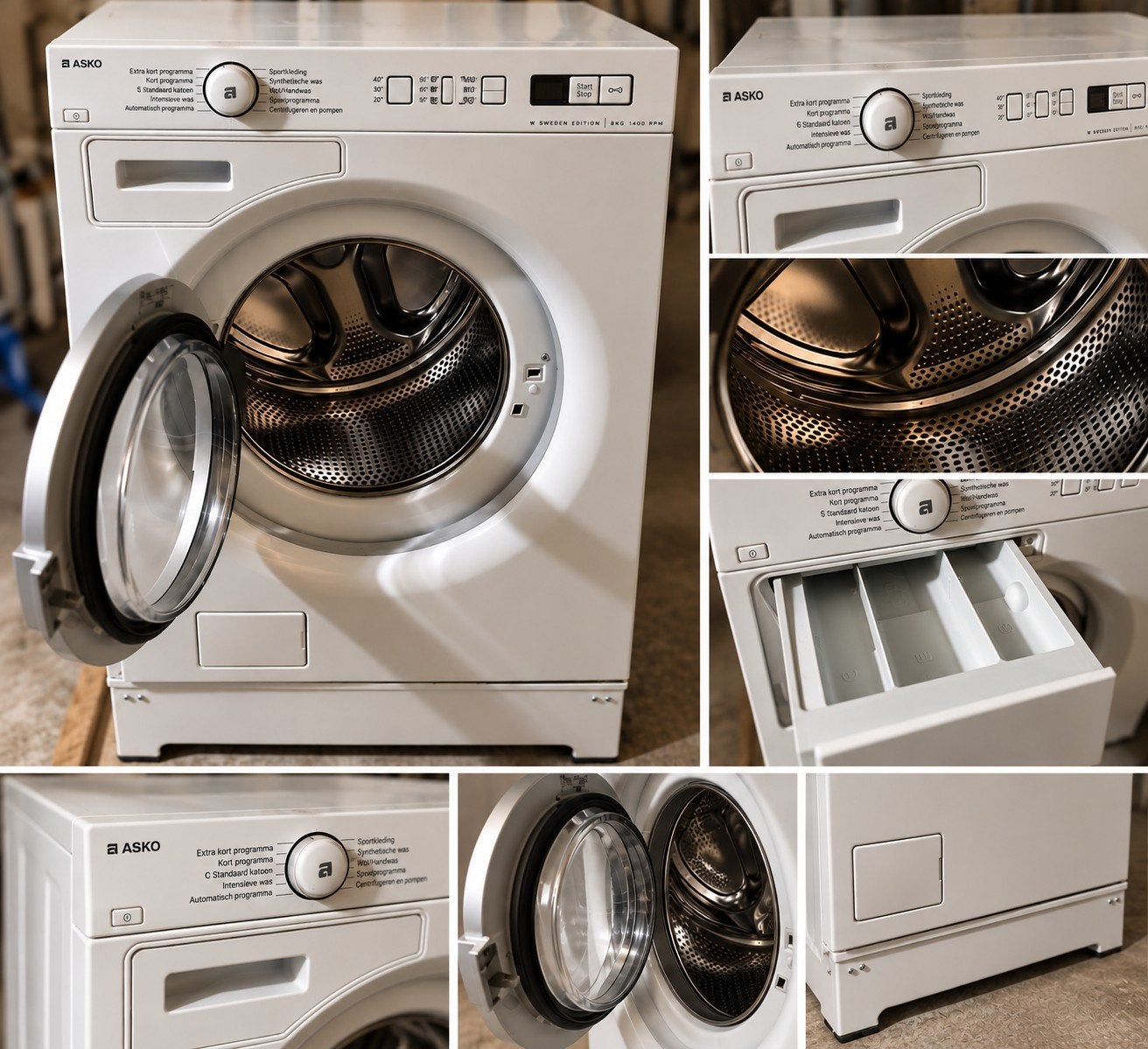 ASKO wasmachine 8 kg – 1400 toeren, Ophalen, Gebruikt, 85 tot 90 cm, 1200 tot 1600 toeren