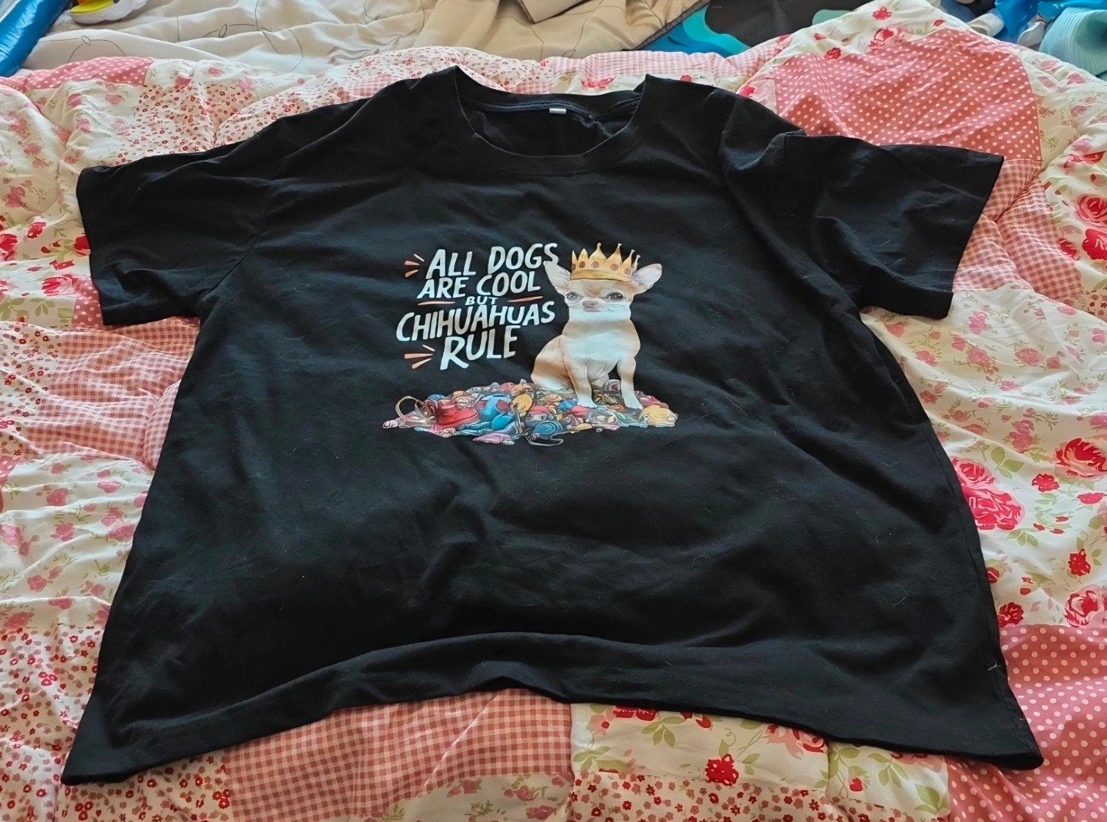 Leuk zwart T-shirt met Chihuahua print, Zwart, Maat 42/44 (L), Ophalen of Verzenden, Zo goed als nieuw