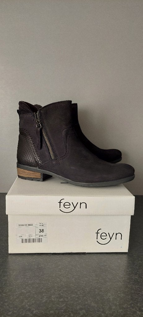 Feyn enkellaarsjes (maat 38), Feyn, Zwart, Lage of Enkellaarzen, Nieuw