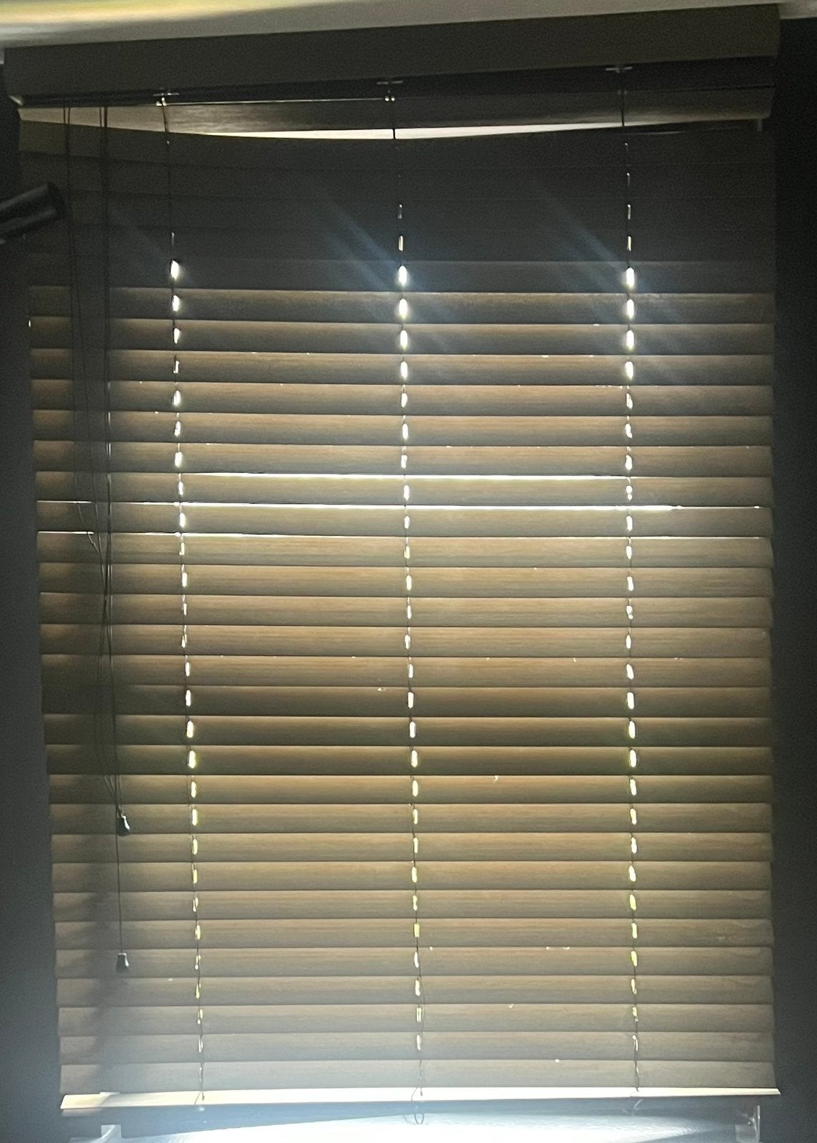 Te koop bruin kleurige houten luxaflex, Ophalen, Gebruikt, 100 tot 150 cm, Bruin