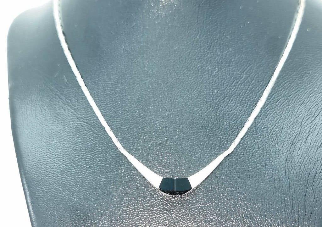 Zilveren choker met onyx., Ophalen, Nieuw, Met edelsteen, Zilver
