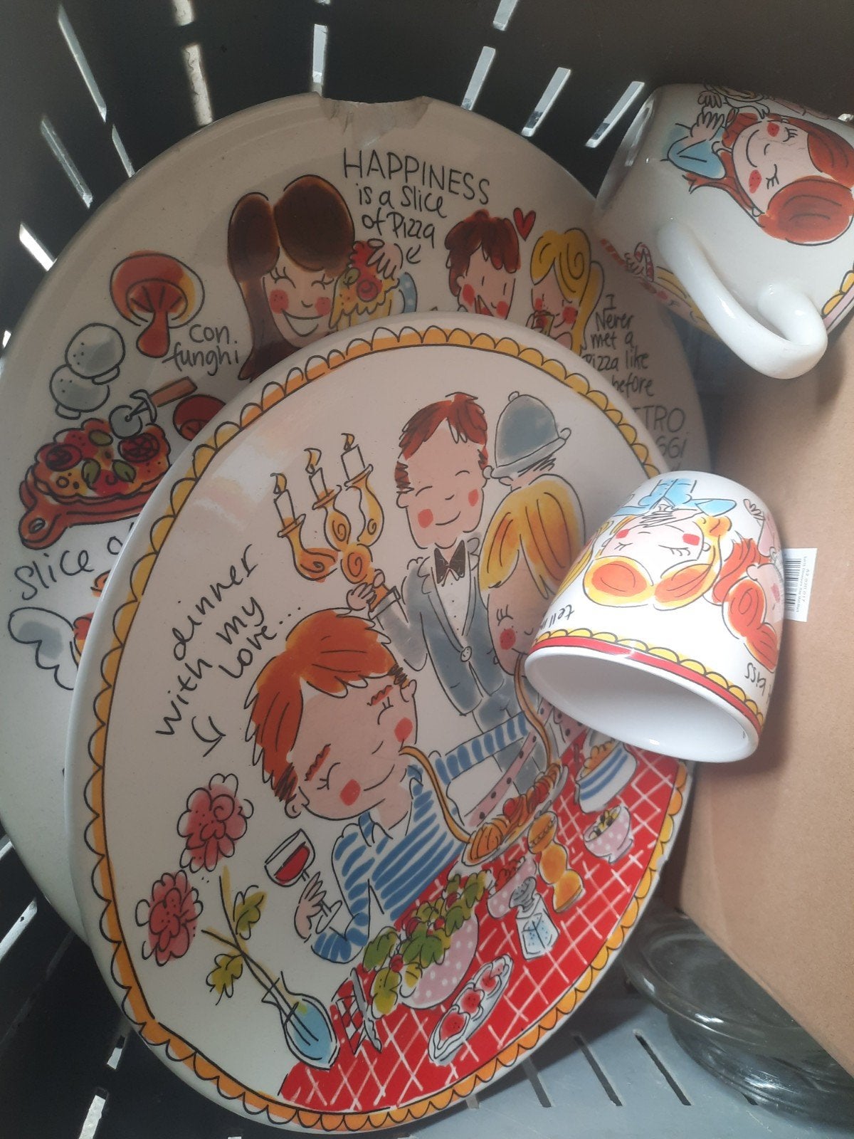 Beschadigd blond servies, Huis en Inrichting, Keuken | Servies, Ophalen, Aardewerk, Bord(en)