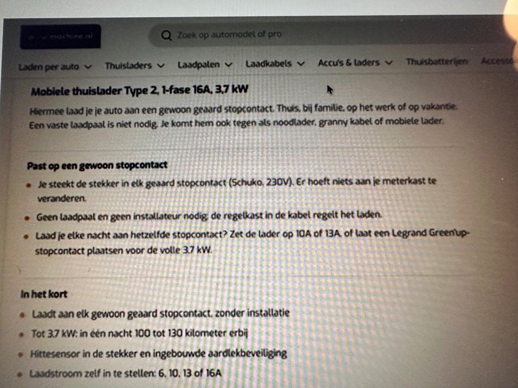 mobiele thuislader, Ophalen, Zo goed als nieuw, Laadkabel