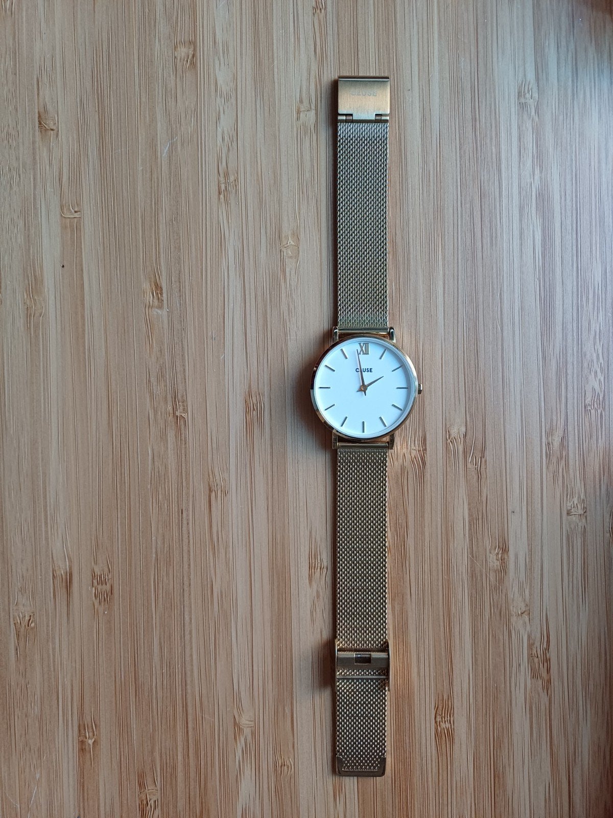 Cluse Minuit Horloge Goudkleurig met Mesh Bandje, Staal, Staal, Polshorloge, Zo goed als nieuw