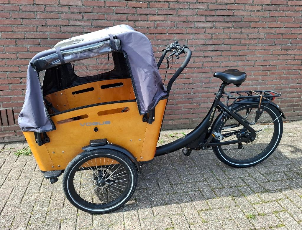 Te koop: Vogue Superior elektrische bakfiets, 4 kinderen of meer, Gebruikt, Huif, Schijfrem
