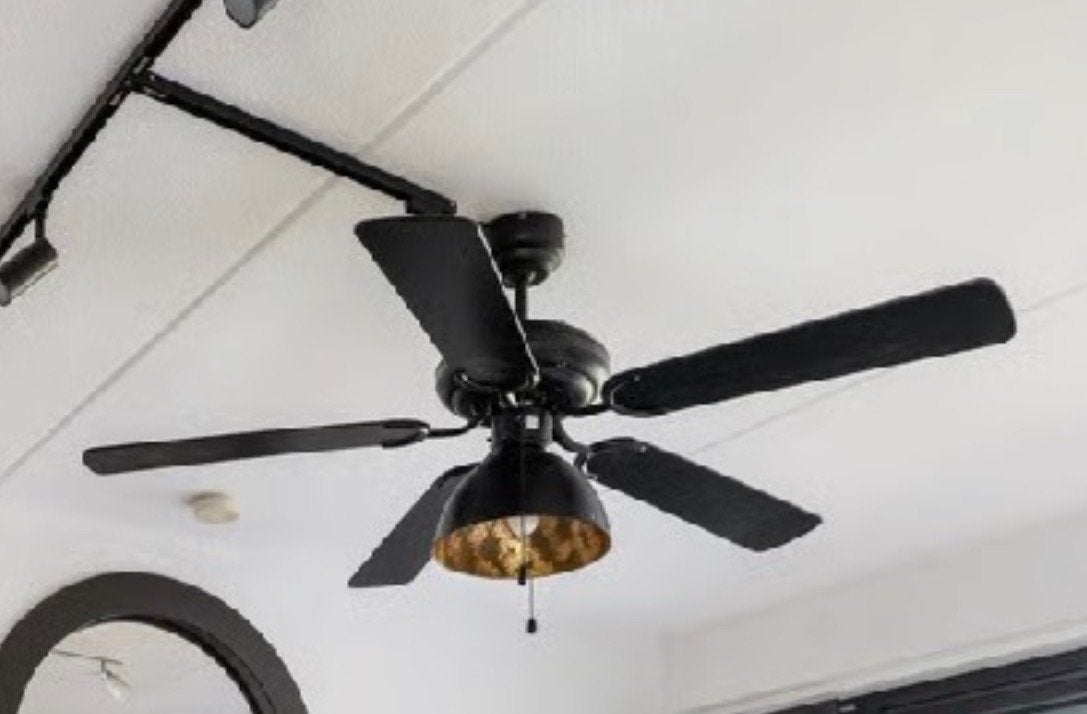 Zwarte Plafondventilator met Verlichting, Ophalen of Verzenden, Gebruikt, Plafondventilator