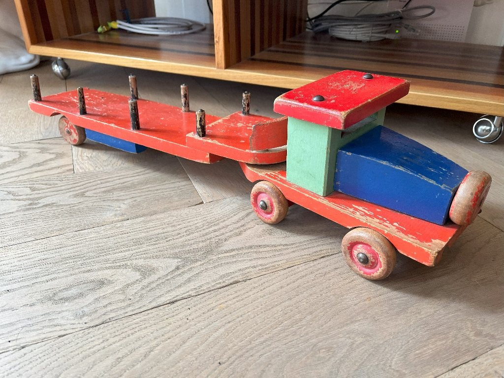 Oude houten vrachtwagen 63cm, Ophalen of Verzenden