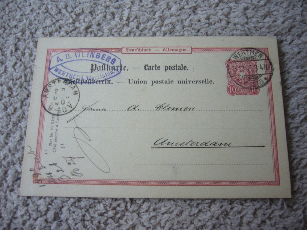 DUITSLAND  =  VERZONDEN NAAR AMSTERDAM  1890, Ophalen of Verzenden, Voor 1920, Gelopen, Duitsland