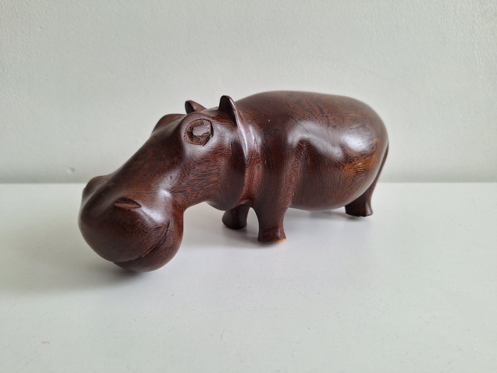 Houten Nijlpaard Beeldje - Handgemaakt Houtsnijwerk, Antiek en Kunst, Kunst | Beelden en Houtsnijwerken, Ophalen of Verzenden