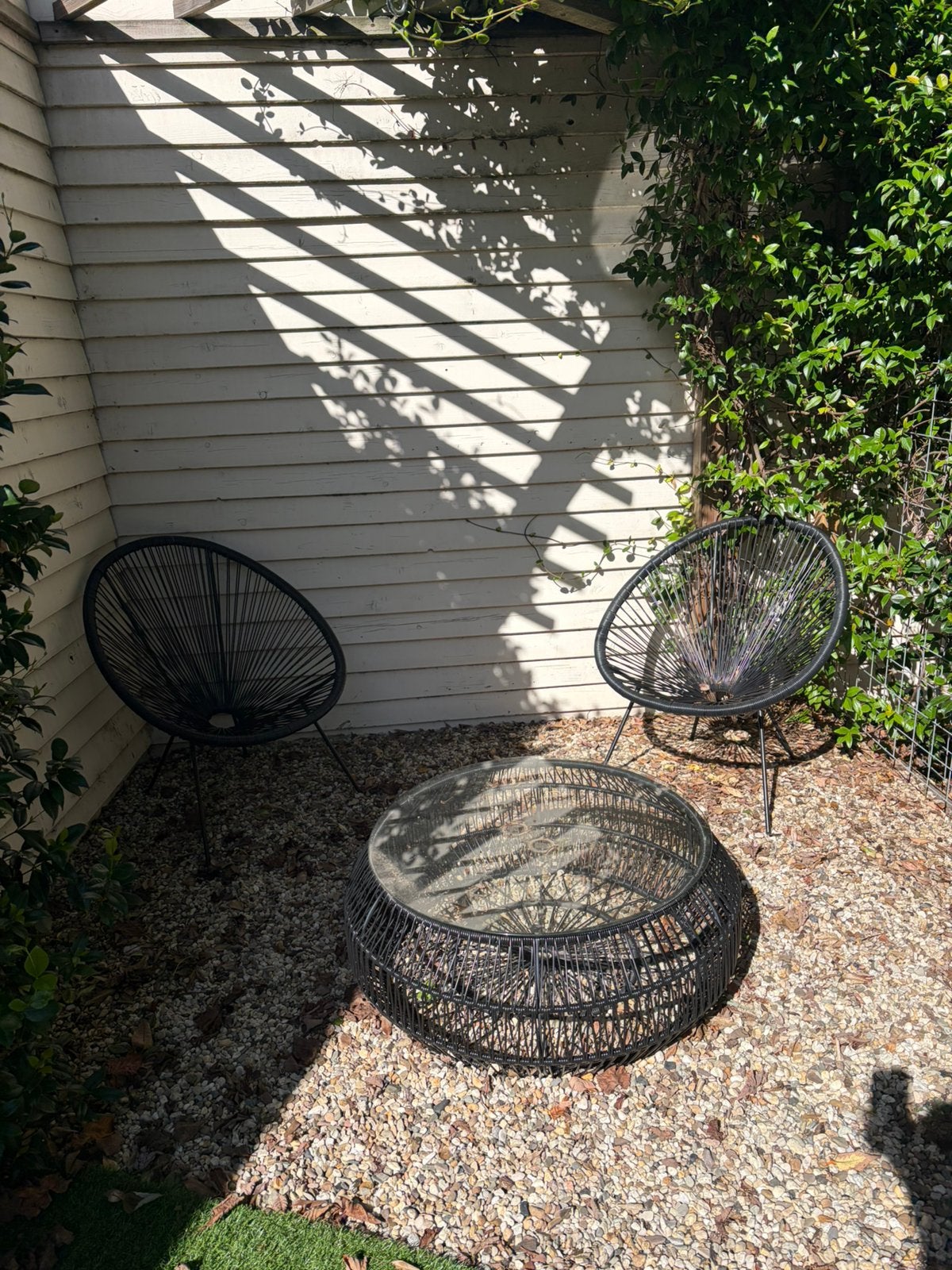 Tuinset zwart, Ophalen of Verzenden, Zo goed als nieuw, Wicker, 2 zitplaatsen