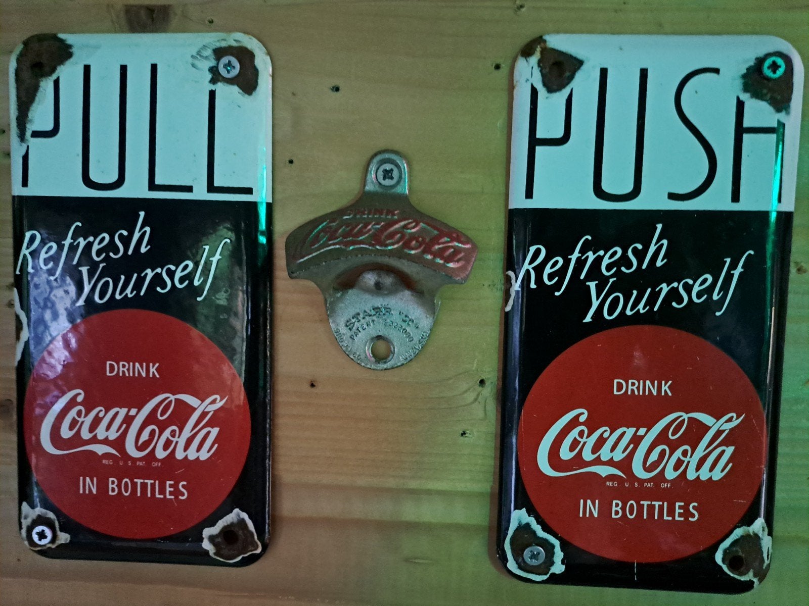 Oude emaille deurpostjes Coca-Cola, Ophalen of Verzenden
