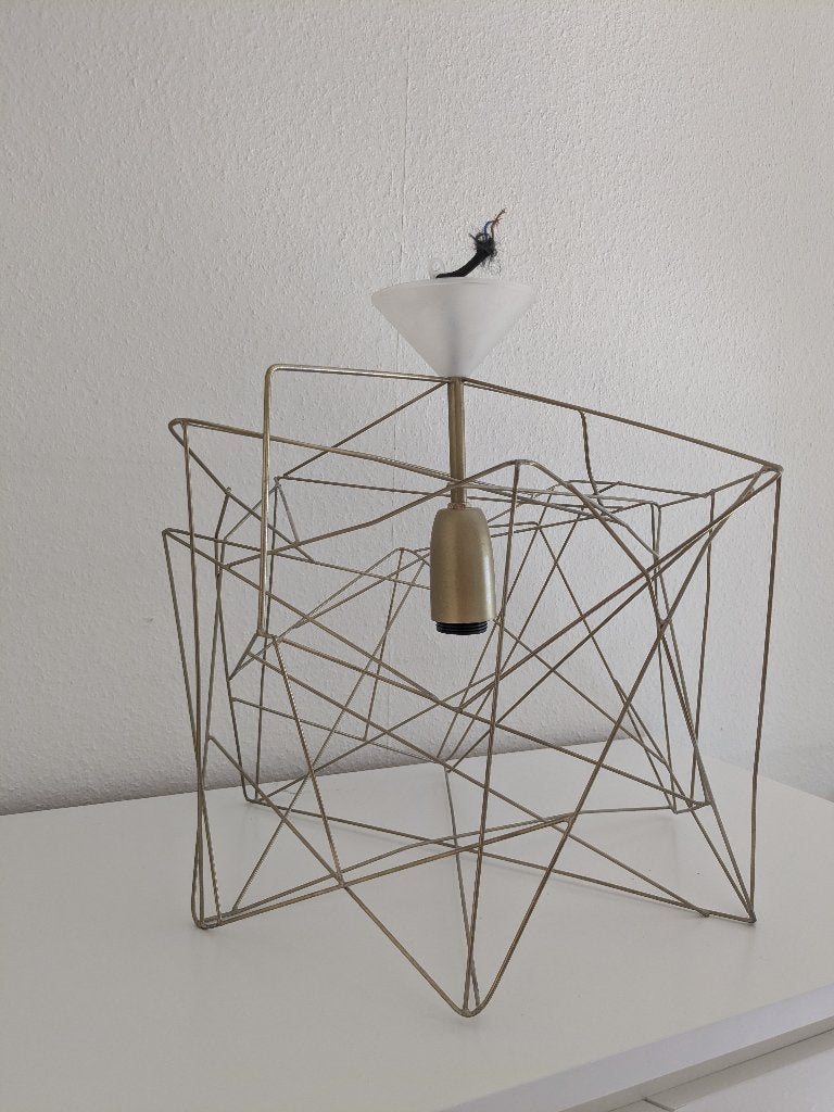 Moderne draadlamp - koperkleurig, Ophalen, Gebruikt, E27 (groot), Modern, Geometrisch