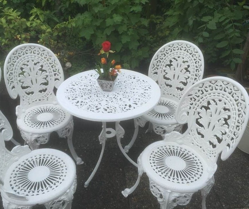 Gietijzer bistro tuin set, Ophalen of Verzenden, Zo goed als nieuw, Aluminium