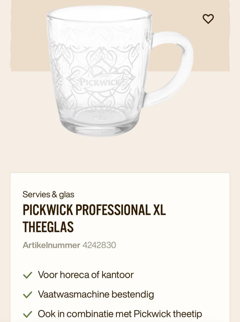 Pickwick theeglazen te koop, Glas of Glazen, Nieuw, Ophalen of Verzenden, Glas