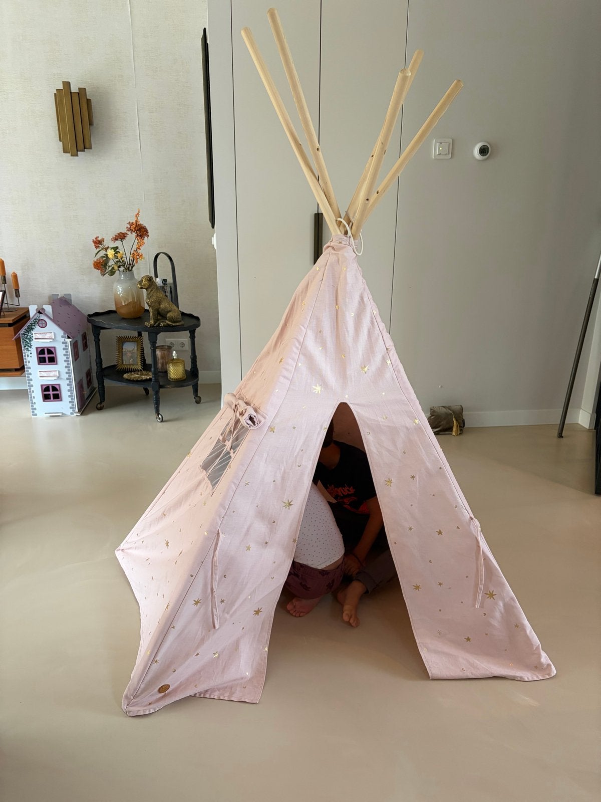 Tipi speeltent Petite Amelie roze met gouden sterren, Kinderen en Baby's, Ophalen, Zo goed als nieuw