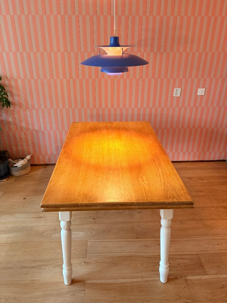 uitschuifbare eettafel van eikenhout, Huis en Inrichting, Tafels | Eettafels, Ophalen, Farmhouse, Gebruikt, Eikenhout