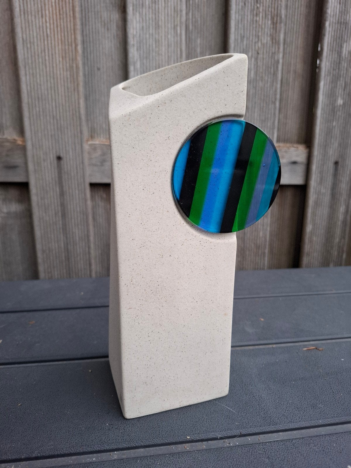 Vintage vaas Lineasette Italië jaren 70 80 Murano Brutalist, Ophalen of Verzenden