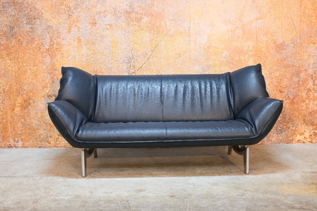 ZGANieuw blauwe leren Leolux Tango design bank
