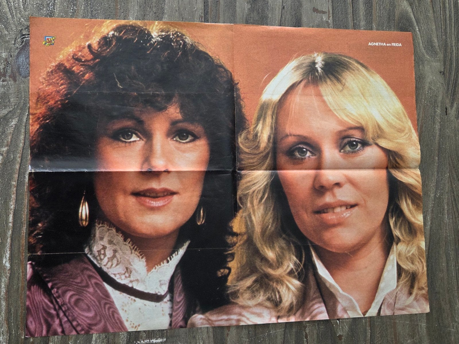 Vintage ABBA - Agnetha en Frida - Poster, Ophalen of Verzenden, Zo goed als nieuw, Poster, Artwork of Schilderij