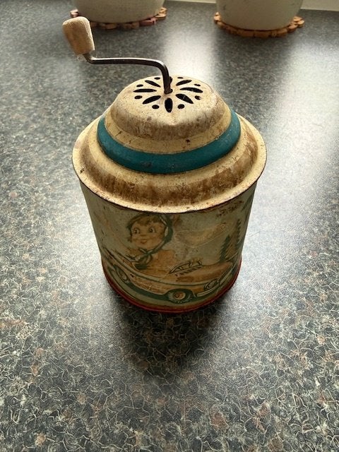 Vintage blikken muziekdoos met slinger, Verzamelen, Ophalen of Verzenden, Gebruikt